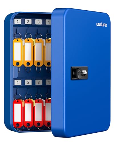 Uniclife 28 Schlüssel Edelstahl Schrank mit Zahlenschloss, wandmontierter Schlüsselorganizer mit resettbarem Code, Blaue Digitale Sicherheitsbox mit Haken und großen farbigen Etiketten in 5 Farben Uniclife 28 Schlüssel Edelstahl Schrank mit Zahlenschloss, wandmontierter Schlüsselorganizer mit resettbarem Code, Blaue Digitale Sicherheitsbox mit Haken und großen farbigen Etiketten in 5 Farben von Uniclife