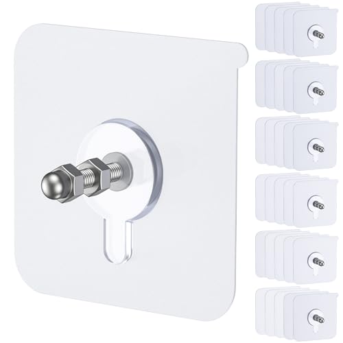 Uniclife 30 Pcs Selbstklebende Bildaufhänger, 12 kg Tragkraft Schwere Bilderhalter ohne Nägel, 16 mm Klebehaken für Wandbefestigung, Transparente Wasserfeste Haken für Bad und Küche von Uniclife