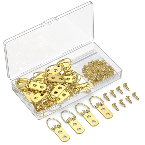 Uniclife 30 Stück D-Ring-Bilderhaken mit Schrauben hochbelastbare Bilderaufhängevorrichtung Bilderhaken mit zwei Löchern goldene D-Ringe zum Aufhängen von Bilderrahmen Uniclife 30 Stück D-Ring-Bilderhaken mit Schrauben hochbelastbare Bilderaufhängevorrichtung Bilderhaken mit zwei Löchern goldene D-Ringe zum Aufhängen von Bilderrahmen von Uniclife