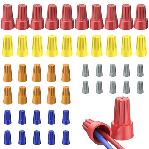 Uniclife 50 Stück Kabelschraubverbinder Elektrische Verbindungskappen mit Feder Kleine Kabelschraubverbinder-Sortimentsbox für 10-22 AWG Kabel Farbige Drehverbinder für schnelle Verbindung von Uniclife