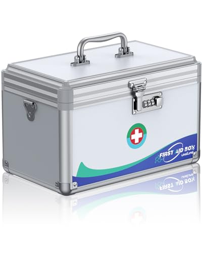 Uniclife Medikamentenbox mit Zahlenschloss 30x18x19 cm, tragbare Metallbox mit Griff & Schultergurt für sichere Aufbewahrung von Arzneimitteln und Erste-Hilfe-Bedarf Uniclife Medikamentenbox mit Zahlenschloss 30x18x19 cm, tragbare Metallbox mit Griff & Schultergurt für sichere Aufbewahrung von Arzneimitteln und Erste-Hilfe-Bedarf von Uniclife