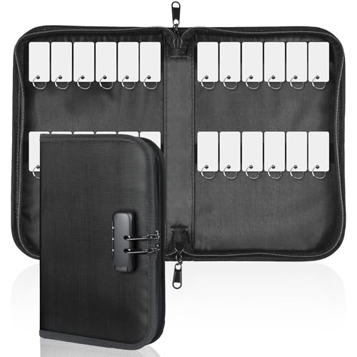 Uniclife Reißverschluss Schlüsselbox, wasserdichter und feuerfester Schlüsselhalter mit Zahlenschloss und 24 Klettverschluss-Schlüsselanhängern, tragbare Schlüsselhalter Tasche für Hotels und Büros Uniclife Reißverschluss Schlüsselbox, wasserdichter und feuerfester Schlüsselhalter mit Zahlenschloss und 24 Klettverschluss-Schlüsselanhängern, tragbare Schlüsselhalter Tasche für Hotels und Büros von Uniclife