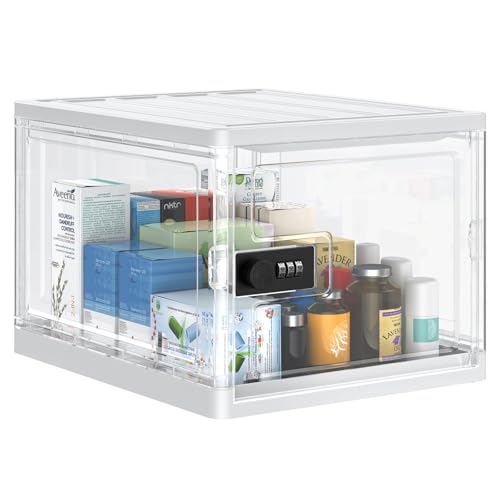 Uniclife abschließbare Aufbewahrungsbox mit Kombinationsschloss 13 L groß Medizin Lock Box für Home Office und Schule Kühlschrank Lock Box Stackable Locking Containerbehälter Uniclife abschließbare Aufbewahrungsbox mit Kombinationsschloss 13 L groß Medizin Lock Box für Home Office und Schule Kühlschrank Lock Box Stackable Locking Containerbehälter von Uniclife