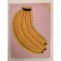 Banane Wandbild Deko Früchte Obst Nahrung Schnitzerei Bild Farbe Bunt Acryl Holz Linde von UnicoArts