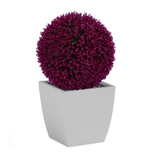 Unicoco Künstlicher Boxholzball, lila 40 cm künstliche Topiar -Bälle, dekorative Faux -Buxus -Graskugeln, künstliche Blatttopiary -Ball, Hängekuppelkugel, Plastikpflanzenkugel Dekoration von Unicoco