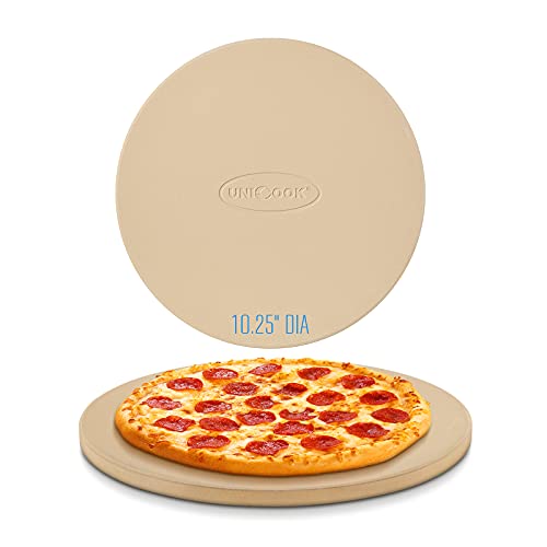 Unicook Pizzastein Rund für Gasgrill, 26cm Steinplatte für Backofen, persönliche Größe Cordierit Backstein, Passend zum Backen von Knuspriger Pizza, Brot, Keksen von Unicook