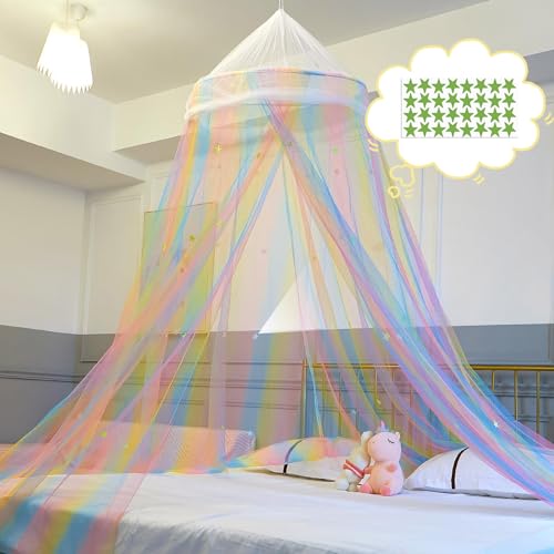 Unicorn Castle Baldachin Kinderzimmer Baldachin Betthimmel für Kinder Prinzessin Moskitonetz Baby Baldachin Spielzimmer Kinderbetthimmel Runde Kuppel, Rainbow von Unicorn Castle