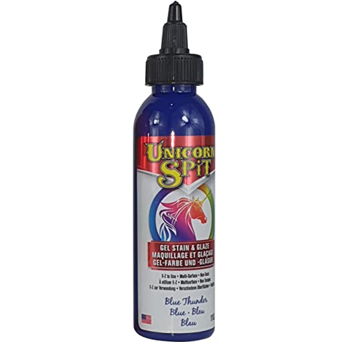 Unicorn SPiT 5770008 Gelbeize und Glasur, Blue Thunder 100 ml Flasche, blau, 118ml von Unicorn SPiT