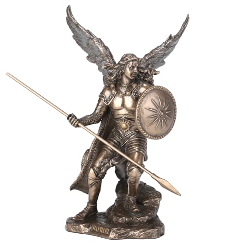 Unicorn Archangel Raphael God Has Healed Holding Shield and Spear Bronze Statue Figurine von Unicorn Studios