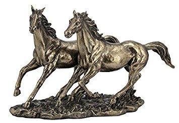 Unicorn Studios US 27,9 cm kaltgegossene Bronze-Farbe, Sprintende Pferde, Statue-Dekoration von Unicorn Studios