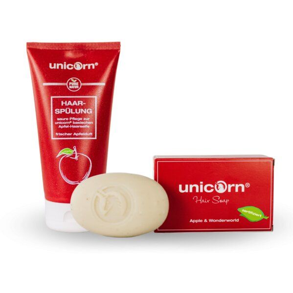 Kombi-Set unicorn® Apfel-Haarseife & Sauer-Haarspülung von Unicorn