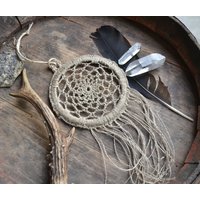 Traumfänger, Gehäkelte Boho Home Dekor, Leinen Kleiner Träumchenfänger, Beige Wandbehang, Doily von UnicornVibration