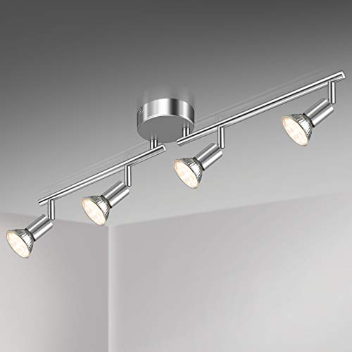 Unicozin LED Deckenleuchte, 4 Flammig Deckenstrahler Schwenkbar Chrom, Inkl. 4 x 4W GU10 LED Lampen, 400LM, Warmweiß, Deckenlampe Spot für Küche, Wohnzimmer, Schlafzimmer von Unicozin