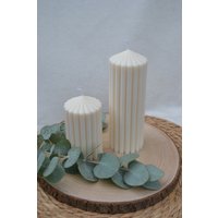 Geriffelte Säulen Kerze | Pillar Gerillte Stumpen Handgemachte Rapswachskerze Vegan von UnicraftDE