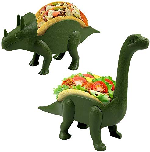 Unido Box Dinosaurier-Taco-Halter – Kinder Kunststoff Neuheit Taco Teller – Armeegrün – Set von 2 - 1 Triceratops, 1 Brontosaurus (2) von Unido Box