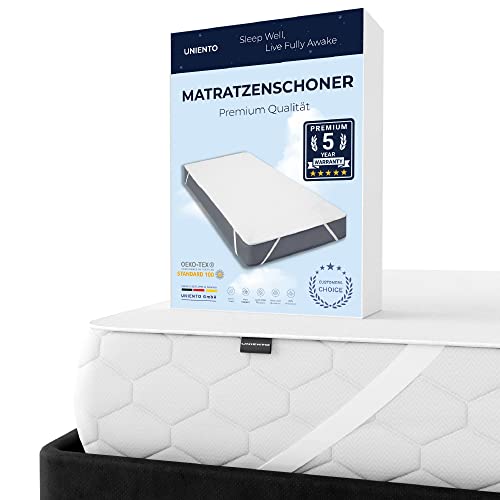 Uniento Wasserdichter matratzenschoner Matratzenauflage, Baumwolle, weiß, 140 x 200 cm von Uniento