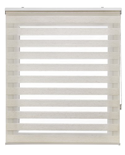 Uniestor Basic Duo Rollo Tag und Nacht Leinen- doppelrollo 100 x 180 cm (Breite x Länge). Stoffgröße 97 x 175 cm. Fensterrollo Zebra von Blindecor