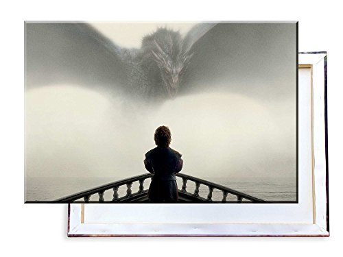 Unified Distribution Game of Thrones - Tyrion und Drogon - 120x80 cm - Bilder & Kunstdrucke fertig auf Leinwand aufgespannt und in erstklassiger Druckqualität von Unified Distribution