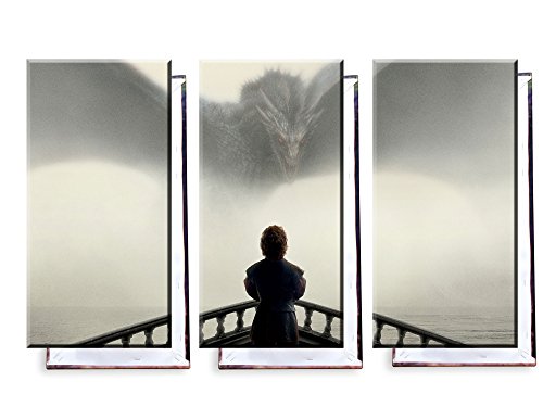 Unified Distribution Game of Thrones - Tyrion und Drogon - Dreiteiler (120x80 cm) - Bilder & Kunstdrucke fertig auf Leinwand aufgespannt und in erstklassiger Druckqualität von Unified Distribution