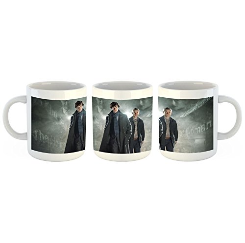 Sherlock Holmes - Dr. John Watson (Benedict Cumberbatch, Martin Freeman) - Tasse mit Motiv bedruckt, 300ml C-Henkel. Tolles Geschenk für Büro, Küche, Geburtstag, Ihre neue Lieblingstasse zum Frühstück von Unified Distribution