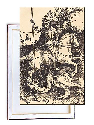 Unified Distribution Albrecht Dürer - Saint George tötet den Drachen - Klassisches Gemälde - Replik auf Leinwand 100x70 cm von Unified Distribution