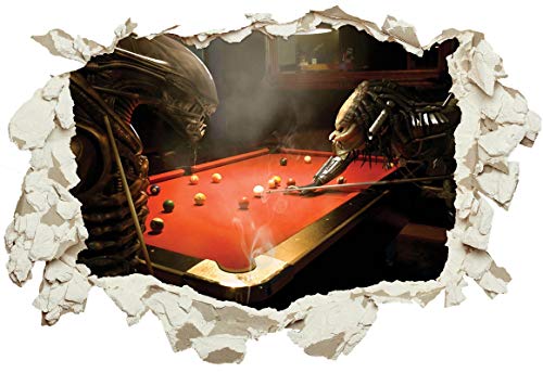 Unified Distribution Alien vs Predator Billard - Wandtattoo mit 3D Effekt, Aufkleber für Wände und Türen Größe: 92x61 cm, Stil: Durchbruch von Unified Distribution