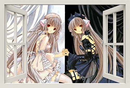 Unified Distribution Anime & Manga - Chobits Black&White - Wandtattoo mit 3D Effekt, Aufkleber für Wände und Türen Größe: 92x61 cm, Stil: Fenster von Unified Distribution