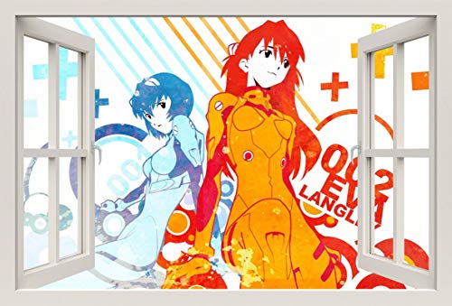 Unified Distribution Anime & Manga - Neon Genesis Evangelion - Wandtattoo mit 3D Effekt, Aufkleber für Wände und Türen Größe: 92x61 cm, Stil: Fenster von Unified Distribution