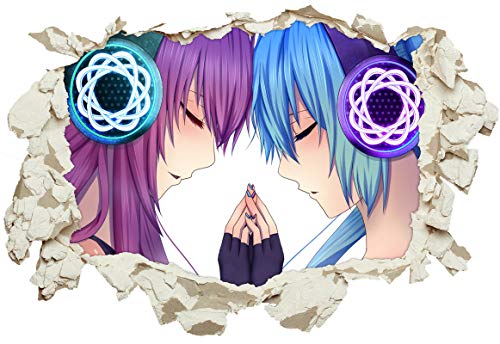 Unified Distribution Anime & Manga - Vocaloid Miku Luka Schmetterling - Wandtattoo mit 3D Effekt, Aufkleber für Wände und Türen Größe: 92x61 cm, Stil: Durchbruch von Unified Distribution