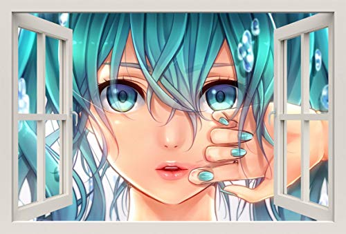 Unified Distribution Anime & Manga - Vocaloid Miku - Wandtattoo mit 3D Effekt, Aufkleber für Wände und Türen Größe: 92x61 cm, Stil: Fenster von Unified Distribution