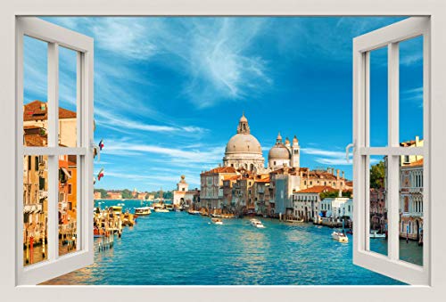 Unified Distribution Canal Grande Venedig Italien - Wandtattoo mit 3D Effekt, Aufkleber für Wände und Türen Größe: 92x61 cm, Stil: Fenster von Unified Distribution