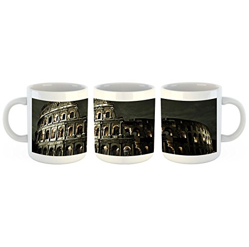 Unified Distribution Colloseum Rom Italien - Tasse mit Motiv Bedruckt, 300ml C-Henkel. Tolles Geschenk für Büro, Küche, Geburtstag, Lieblingstasse zum Frühstück von Unified Distribution