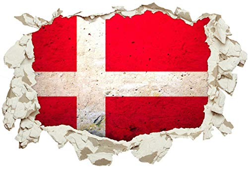 Unified Distribution Dänemark Flagge rot weiß - Wandtattoo mit 3D Effekt, Aufkleber für Wände und Türen Größe: 92x61 cm, Stil: Durchbruch von Unified Distribution