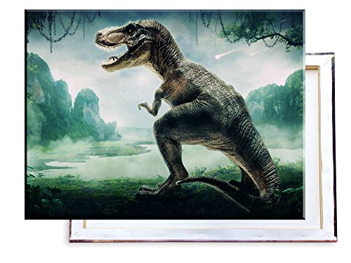 Unified Distribution Dino Geschichte T-Rex - 80x60 cm - Bilder & Kunstdrucke fertig auf Leinwand aufgespannt und in erstklassiger Druckqualität von Unified Distribution