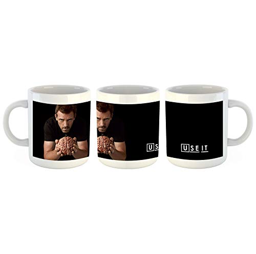 Unified Distribution Dr. House - Gehirn benutz es - Tasse mit Motiv Bedruckt, 300ml C-Henkel. Tolles Geschenk für Büro, Küche, Geburtstag, Ihre Neue Lieblingstasse zum Frühstück von Unified Distribution