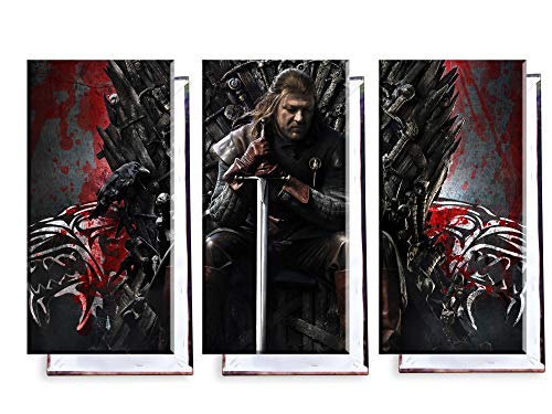 Unified Distribution Game of Thrones - Dreiteiler (120x80 cm) Kunstdruck auf Leinwand • erstklassige Druckqualität • Dekoration • Wandbild von Unified Distribution