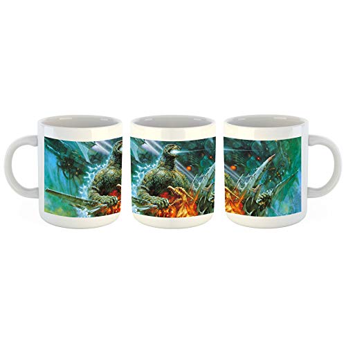 Unified Distribution Godzilla Monster Kampf - Tasse mit Motiv Bedruckt, 300ml C-Henkel. Tolles Geschenk für Büro, Küche, Geburtstag, Ihre Neue Lieblingstasse zum Frühstück von Unified Distribution
