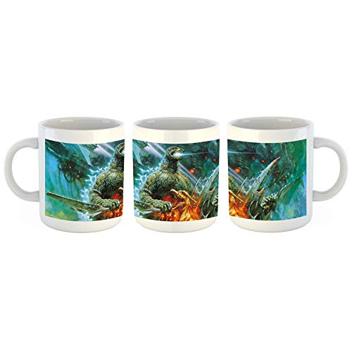 Unified Distribution Godzilla Monster Kampf - Tasse mit Motiv Bedruckt, 300ml C-Henkel. Tolles Geschenk für Büro, Küche, Geburtstag, Lieblingstasse zum Frühstück von Unified Distribution