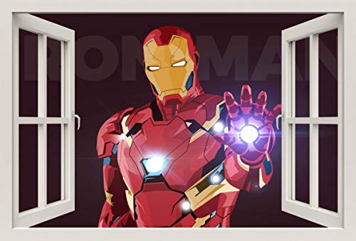 Unified Distribution Iron Man - Wandtattoo mit 3D Effekt, Aufkleber für Wände und Türen Größe: 92x61 cm, Stil: Fenster von Unified Distribution