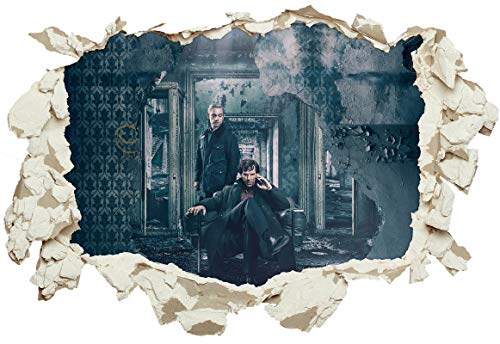 Unified Distribution Sherlock Holmes - Dr. John Watson (Benedict Cumberbatch, Martin Freeman) - Wandtattoo mit 3D Effekt, Aufkleber für Wände und Türen Größe: 92x61 cm, Stil: Durchbruch von Unified Distribution