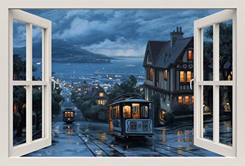 Unified Distribution Straßenbahn San Francisco California USA - Wandtattoo mit 3D Effekt, Aufkleber für Wände und Türen Größe: 92x61 cm, Stil: Fenster von Unified Distribution