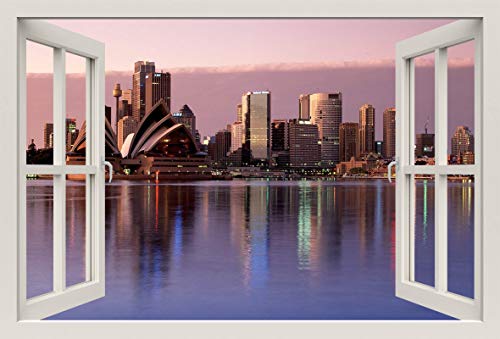 Unified Distribution Sydney Reflections Australien - Wandtattoo mit 3D Effekt, Aufkleber für Wände und Türen Größe: 92x61 cm, Stil: Fenster von Unified Distribution