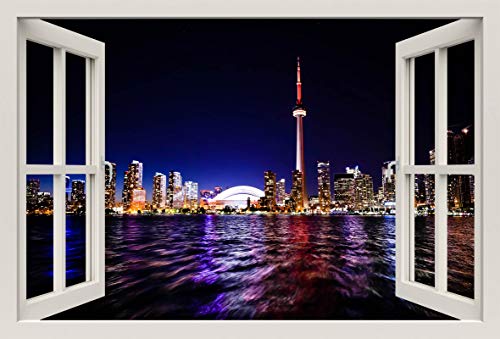 Unified Distribution Toronto Nacht - Wandtattoo mit 3D Effekt, Aufkleber für Wände und Türen Größe: 92x61 cm, Stil: Fenster von Unified Distribution