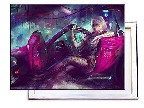 Unified Distribution Witcher - Ciri Cyberpunk - 80x60 cm Kunstdruck auf Leinwand • erstklassige Druckqualität • Dekoration • Wandbild von Unified Distribution