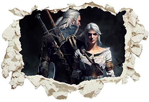 Unified Distribution Witcher - Gerald und Ciri - Wandtattoo mit 3D Effekt, Aufkleber für Wände und Türen Größe: 92x61 cm, Stil: Durchbruch von Unified Distribution