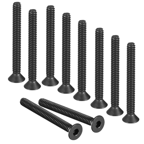 Unifizz #4-101,6 x 2,5 cm Flachkopfschrauben aus Karbonstahl der Güteklasse 10,9, Senkkopfschrauben, Vollgewinde, Schwarzoxid-Verschlüsse, 10 Stück von Unifizz