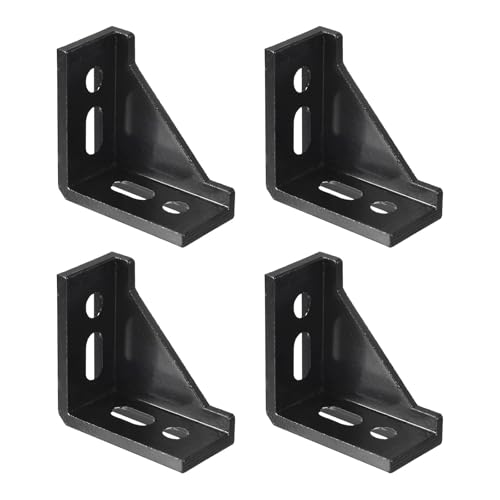 Unifizz 4 Sets T-Nut-Aluminium-Extrusions-Eckwinkel, 58,5 x 58,5 x 29,5 mm Winkelverbinder für 3060er-Serie Aluminiumprofil, extrudierten Rahmen, Schwarz von Unifizz