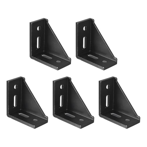 Unifizz 5 Sets T-Nut-Aluminium-Extrusions-Eckwinkel, 78 x 78 x 38 mm Winkelverbinder für 4080 Serie Aluminiumprofil, extrudierten Rahmen, Schwarz von Unifizz