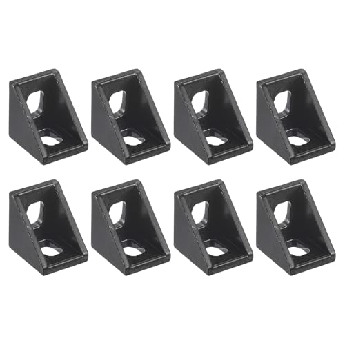 Unifizz 8 Sets T-Nut-Aluminium-Extrusions-Eckwinkel, 20 x 20 x 17 mm Winkelverbinder für 2020er-Serie, Aluminiumprofil, extrudierter Rahmen, Schwarz von Unifizz