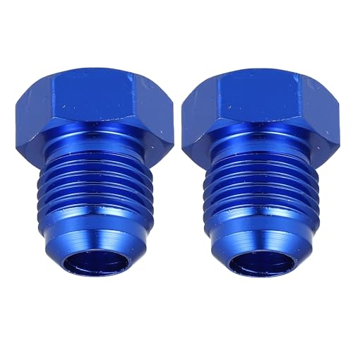Unifizz Auto-AN6-Stecker, Schlagschraube, Blindstopfen Endkappe, Kontermutter, Aluminiumlegierung, Sechskant-Stecker, Adapter, Blau, 2 Stück von Unifizz